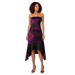 Vintage YYIGAL Paisley High Low Strapless Dress Boho Y2K Goth M  Whimsigoth
